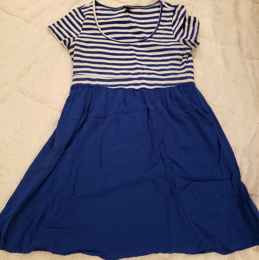 Blue striped skater dress